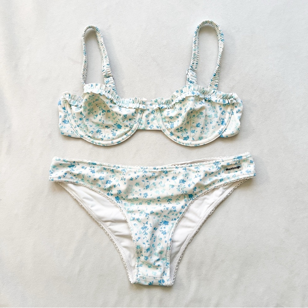 Blackbough White and Blue Floral Bikini Set